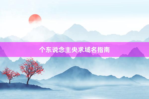 个东说念主央求域名指南